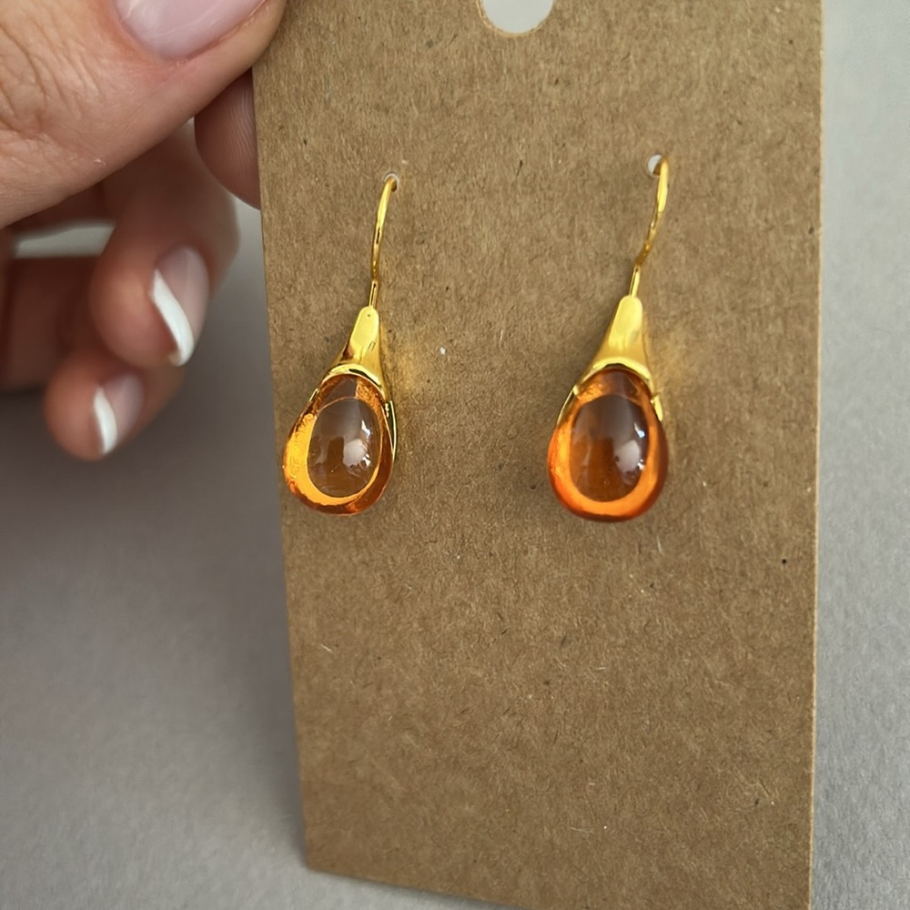 Amber Teardrop Earrings A1284 - Picture 3 of 3